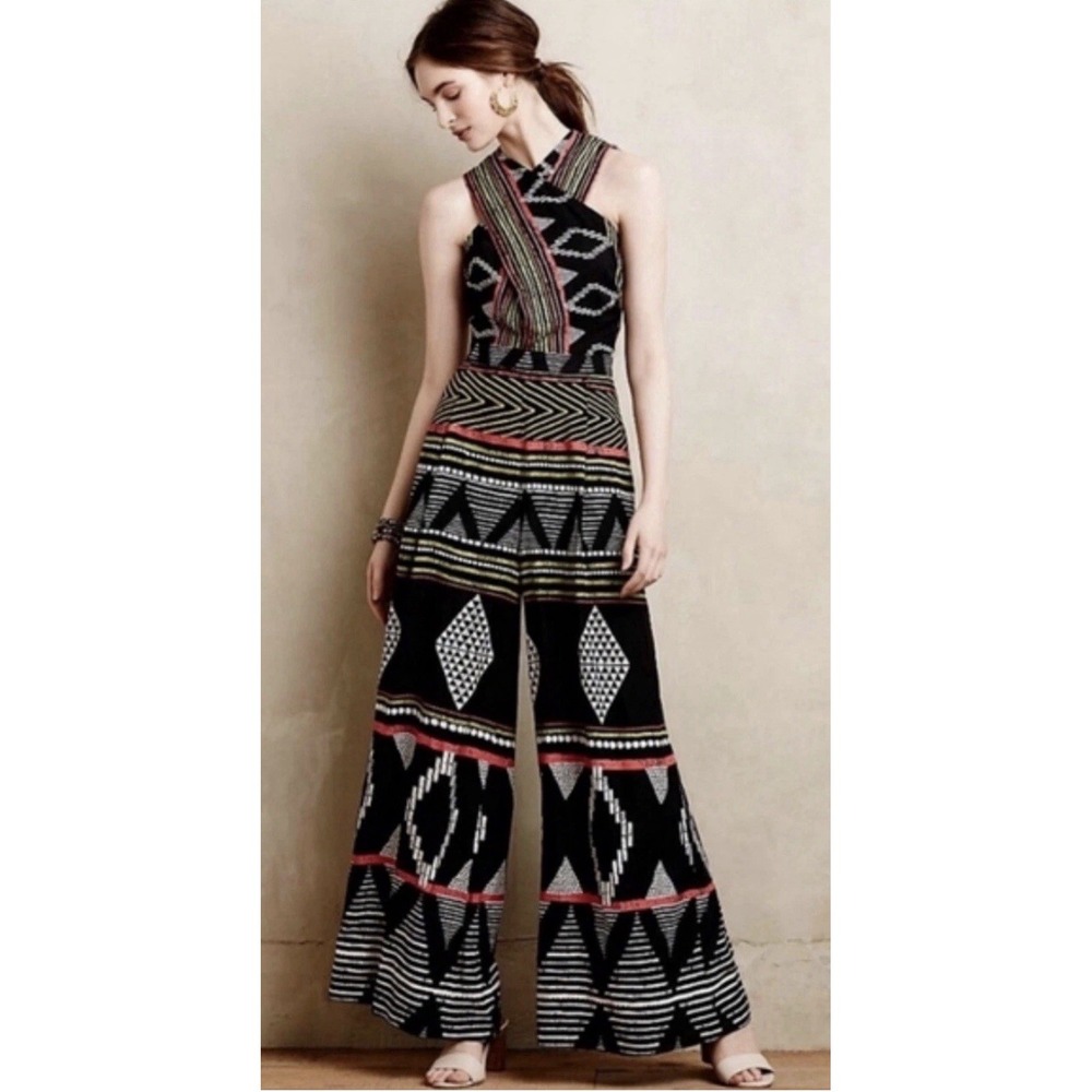 Elevenses by Anthropologie Tribal Print Jumpsuit Size 12